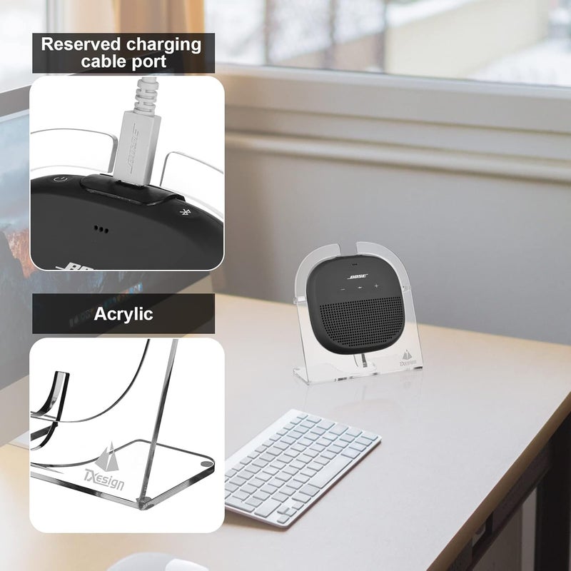 TXesign Desktop Stand for Bose SoundLink Micro Portable Speaker, Acrylic Speaker Holder Shop Display Stand Table Holder Anti-Slip Base Mount(Transparent) - Image 4